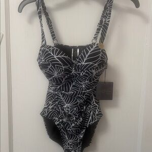 Women's  Black and White One Piece Swimsuit